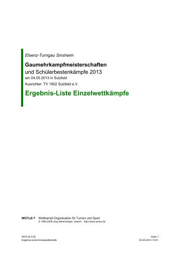 Ergebnis-Liste EinzelwettkÃ¤mpfe - Elsenz-Turngau