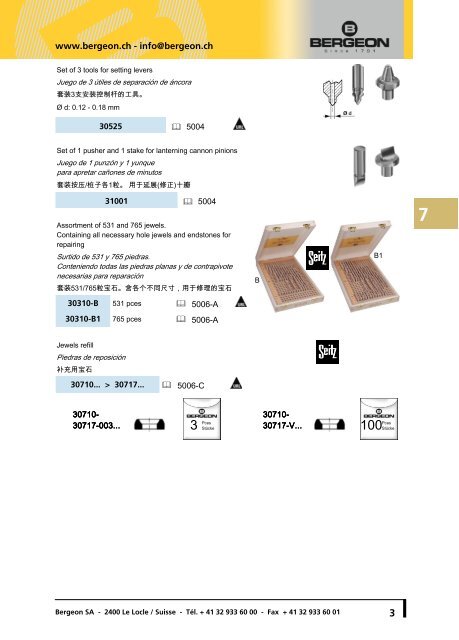 Jewelling tool, staking tools, lathes, padprinting machine ... - Bergeon