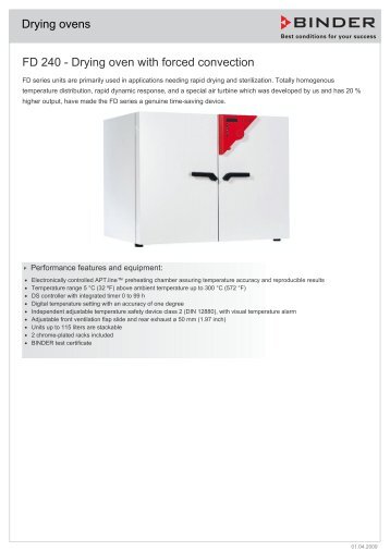 Drying ovens FD 240 - Drying oven with forced convection - Asistec