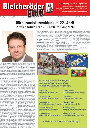 Bürgermeisterwahlen am 22. April