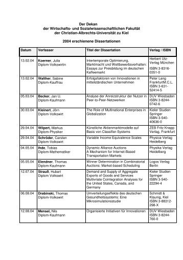 2004 - WiSo-FakultÃƒÂ¤t - Christian-Albrechts-UniversitÃƒÂ¤t zu Kiel