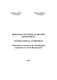 ROMANIAN STATISTICAL REVIEW - Revista RomÃ¢nÄ de StatisticÄ