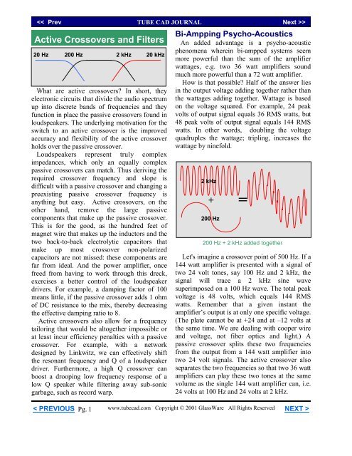 Active Crossovers and Filters - Tube CAD Journal