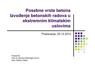 Posebne vrste betona IzvoÄenje betonskih radova u ... - GF:UNMO:BA