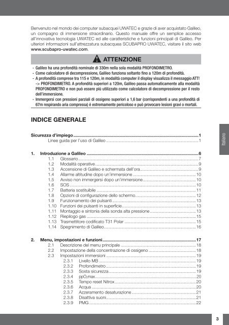 Manuale Galileo SOL - Scubapro