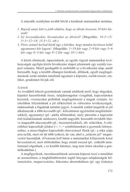 Tartalmi keretek a matematika diagnosztikus Ã©rtÃ©kelÃ©sÃ©hez