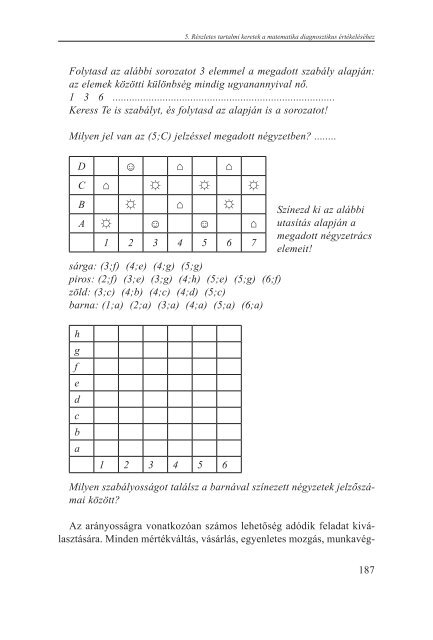 Tartalmi keretek a matematika diagnosztikus Ã©rtÃ©kelÃ©sÃ©hez