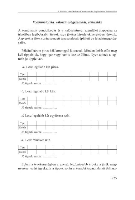 Tartalmi keretek a matematika diagnosztikus Ã©rtÃ©kelÃ©sÃ©hez