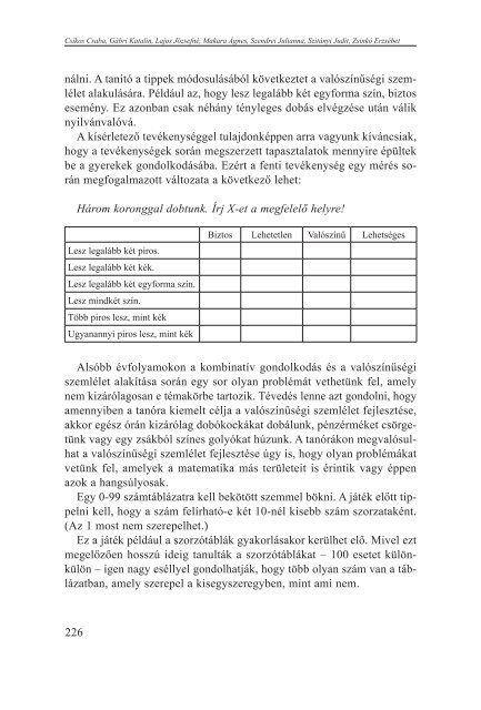 Tartalmi keretek a matematika diagnosztikus Ã©rtÃ©kelÃ©sÃ©hez