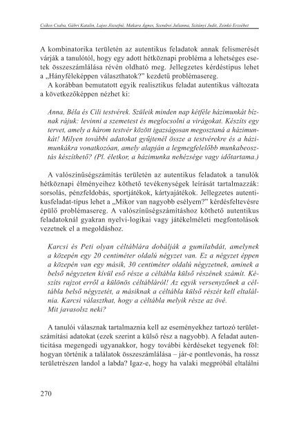 Tartalmi keretek a matematika diagnosztikus Ã©rtÃ©kelÃ©sÃ©hez