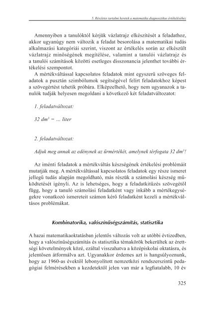 Tartalmi keretek a matematika diagnosztikus Ã©rtÃ©kelÃ©sÃ©hez