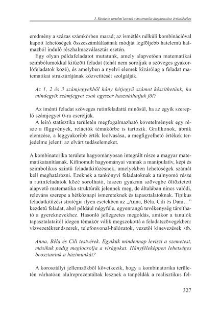 Tartalmi keretek a matematika diagnosztikus Ã©rtÃ©kelÃ©sÃ©hez