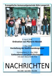 Ausgabe 1 - Evangelischen Immanuel-Gemeinde in KÃ¶ln-Longerich