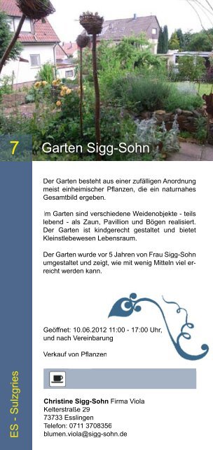 18 x in Ihrer Nähe! - Offene Gärten in Esslingen und Umgebung