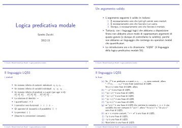 Logica predicativa modale - Dipartimento di Filosofia