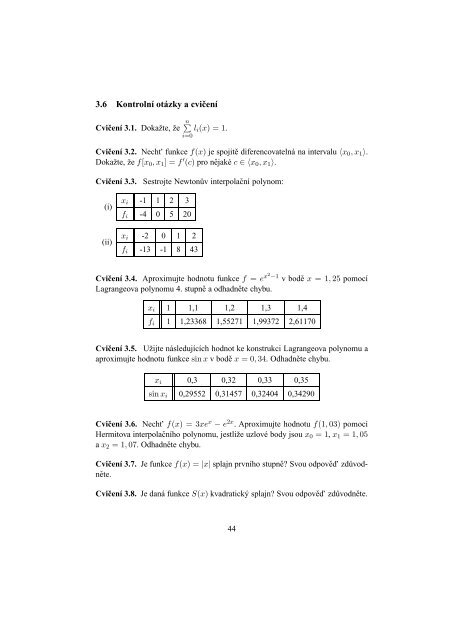 NumerickÃƒÂ© metody Ã¢Â€Â“ studijnÃƒÂ­ opora