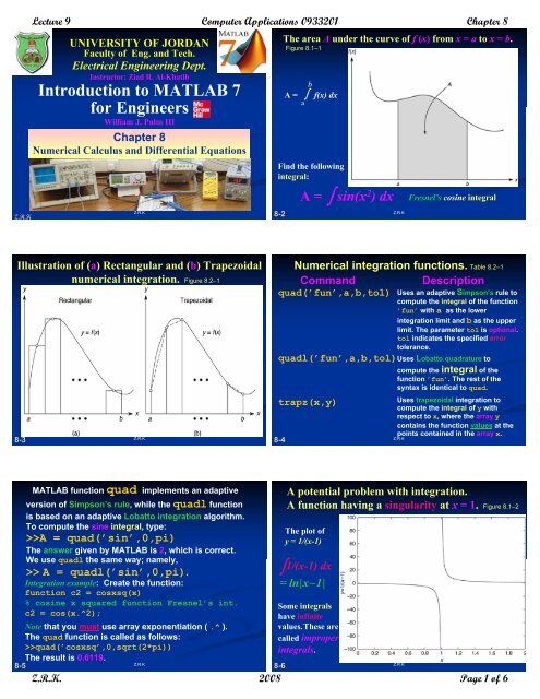 Introduction to MATLAB 7 for Engineers - The University of Jordan