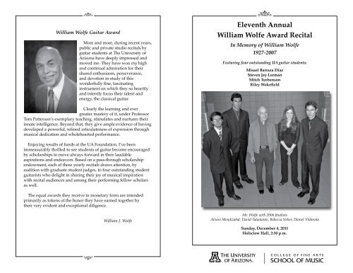 Eleventh Annual William Wolfe Award Recital - School of Music