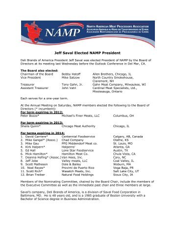 Jeff Saval Elected NAMP President