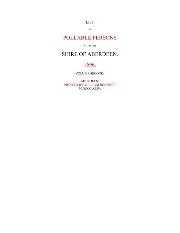 POLLABLE PERSONS SHIRE OF ABERDEEN. 1696.