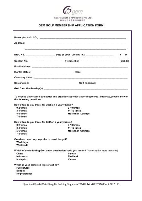 GEM Golf Membership Application Form.pdf - Singapore Press Club