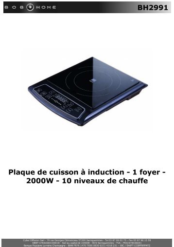 BH2991 Plaque de cuisson Ã  induction - 1 foyer - 2000W - BOB HOME