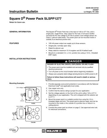 Instruction Bulletin Square D Power Pack SLSPP1277 - Cazbah
