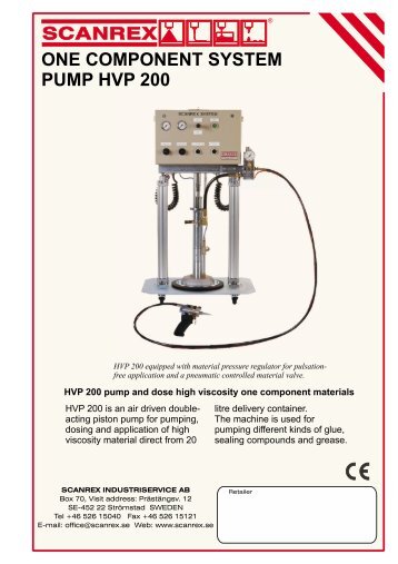 ONE COMPONENT SYSTEM PUMP HVP 200 - Scanrex