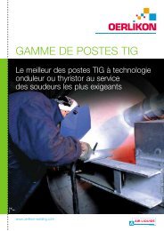 GAMME DE POSTES TIG - Oerlikon Servicios > Welding Assistance