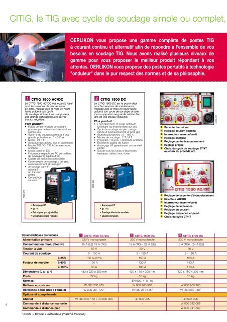 GAMME DE POSTES TIG - Oerlikon Servicios > Welding Assistance