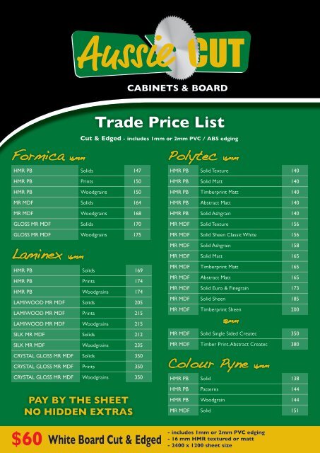 Trade Price List - Aussie Cut