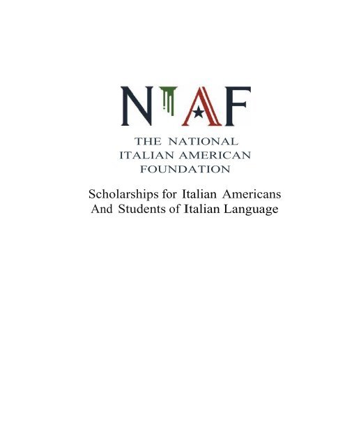 of Scholarships - NIAF - National Italian American Foundation