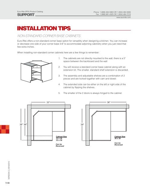 INSTALLATION TIPS - Euro-Rite Cabinets