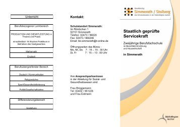 Staatlich geprüfte Servicekraft - Berufskolleg Simmerath/Stolberg