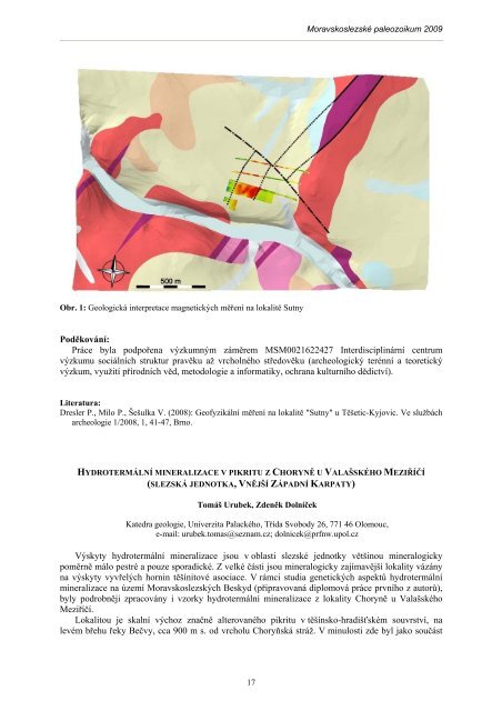 MORAVSKOSLEZSKÃ PALEOZOIKUM 2009 - Katedra geologie UP