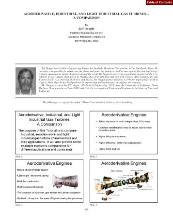 aeroderivative, industrial, and light industrial gas turbines