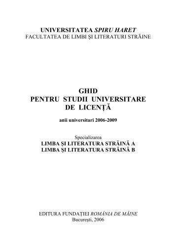 facultatea de limbi Åi literaturi strÄine - Universitatea Spiru Haret