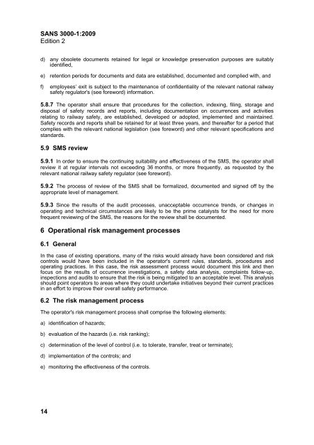 SANS 3000-1:2009 - Railway Safety Regulator