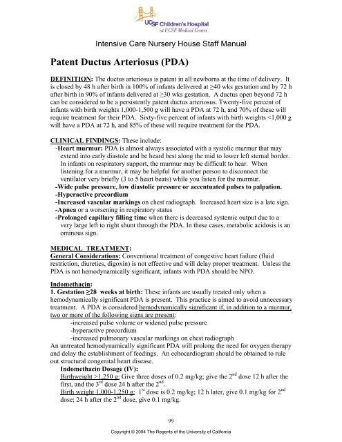 Patent Ductus Arteriosus (PDA) - UCSF Benioff Children's Hospital