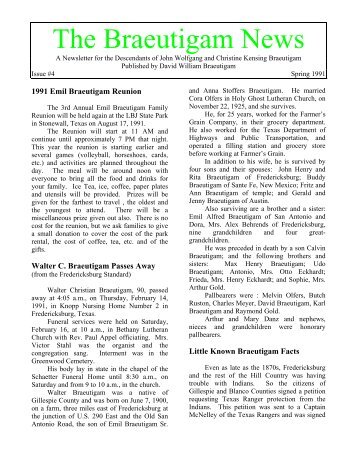 The Braeutigam News - Braeutigam Family History