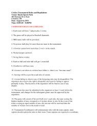 Cricket Tournament Rules and Regulations Venue: Busch Sports ...