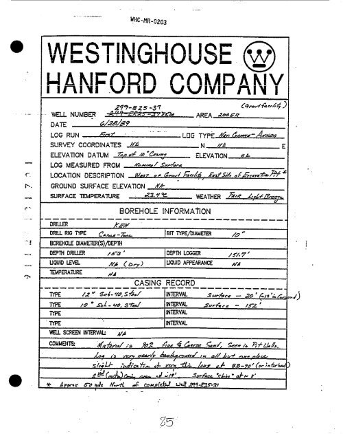 Grout Treatment Facility Borehole Summary Report ... - Hanford Site