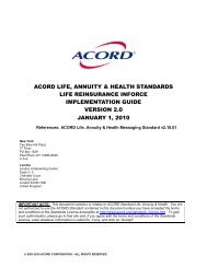 LAH Life Reinsurance Standard Implementation Guide V2.0 - Acord