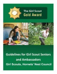 Gold Award Guidelines - the Girl Scouts, Hornets' Nest Council.