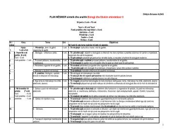 1 PLAN MÃSIMOR sintetik dhe analitik Biologji dhe Edukim ... - Albas