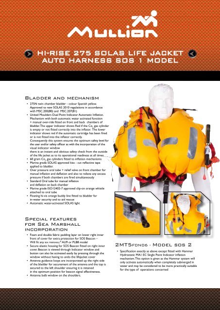 Hi-RiSE 275 SOLAS LifE jAckEt AUtO HARNESS SOS 1 ... - Arco