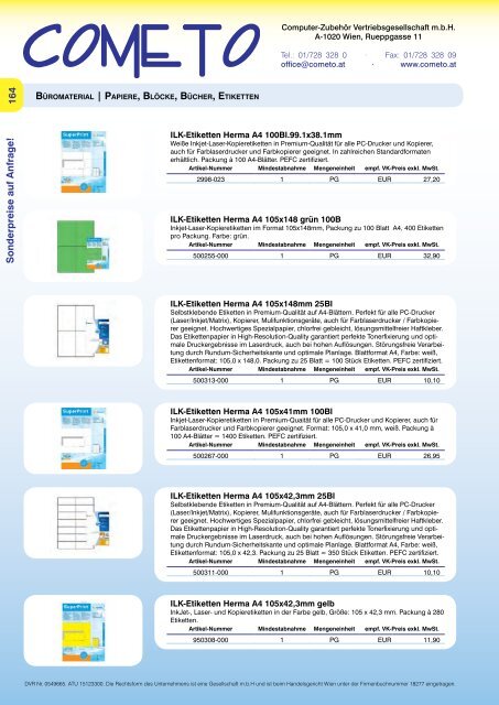 PDF-Katalog Papiere, BlÃ¶cke, BÃ¼cher, Etiketten - Cometo