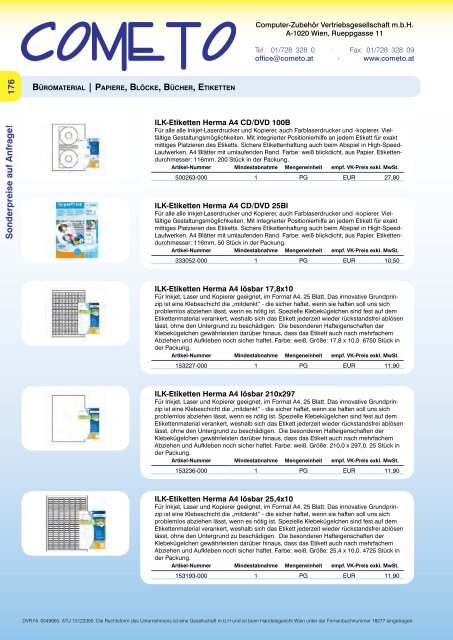 PDF-Katalog Papiere, BlÃ¶cke, BÃ¼cher, Etiketten - Cometo