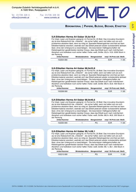 PDF-Katalog Papiere, BlÃ¶cke, BÃ¼cher, Etiketten - Cometo