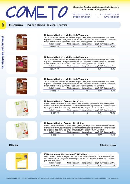 PDF-Katalog Papiere, BlÃ¶cke, BÃ¼cher, Etiketten - Cometo